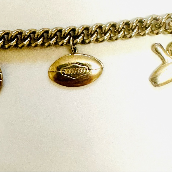 Vintage Gold Charm Bracelet with Sports Pendants - Picture 5 of 8
